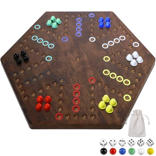 Wahartoly Wahoo Marble Board Game - Double-Sided Solid Wood
