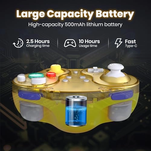 SWITCH2 PRO CONTROLLER - CLEAR YELLOW FOR NGC GAMECUBE CONSOLE, SWITCH/SWITCH OLED/ SWITCH2, PC, STEAM DECK, PC