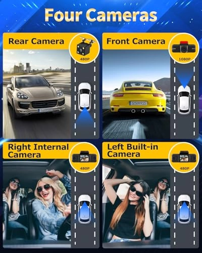 4 Channel Front and Rear Dash Cam - 1080P