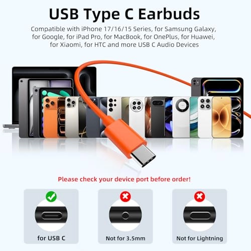 USB C Headphones Wired Earbud