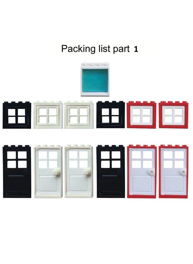 Education Building Bricks Block Windows, Doors and Roof Tiles Set - 161 pcs