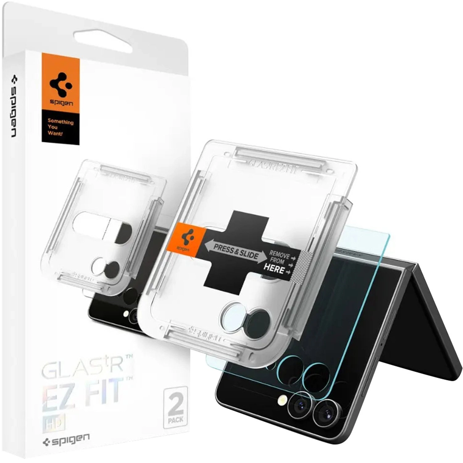 Spigen Clear Tempered Glass Screen Protector for Galaxy Z Flip7 (2-Pack)