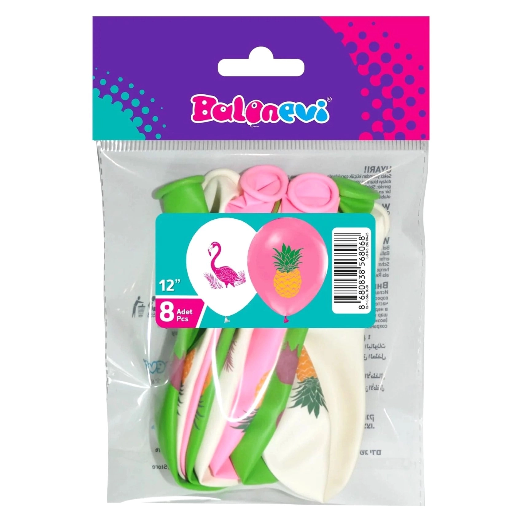 Balonevi Flamingo Printed Balloons - 8 piece(s) birthdays