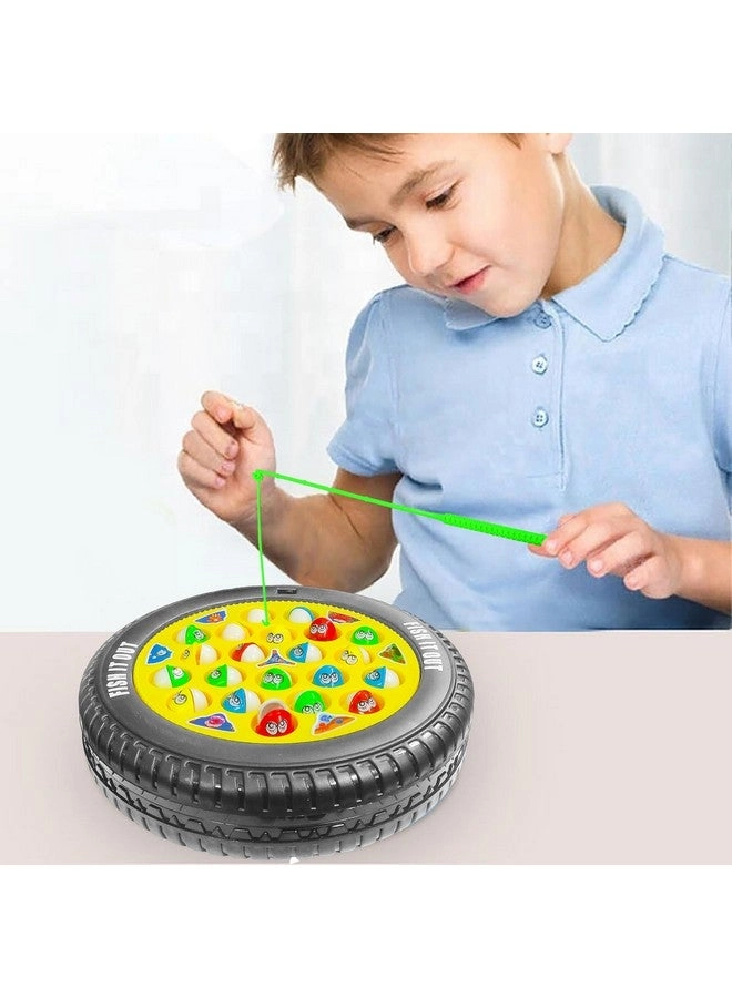 Fishing Game - 21 Fish 4 Fishing Poles Rotating Board Music On/Off Switch