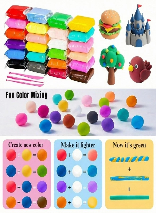 Air Dry Clay - Soft Non-Toxic Modeling Clay Set 24pcs.