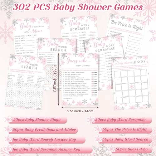 Baby Shower Games - 302 Pcs Baby Shower