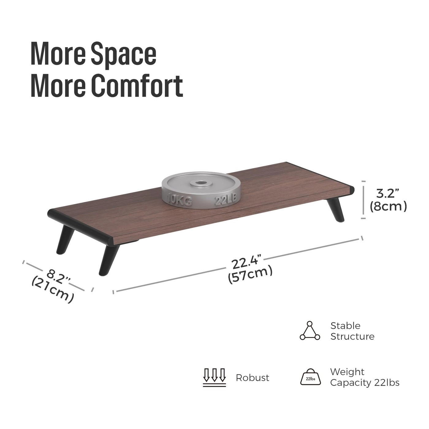 Monitor Stand Riser - 22.4" x 8.3" Natural Wood