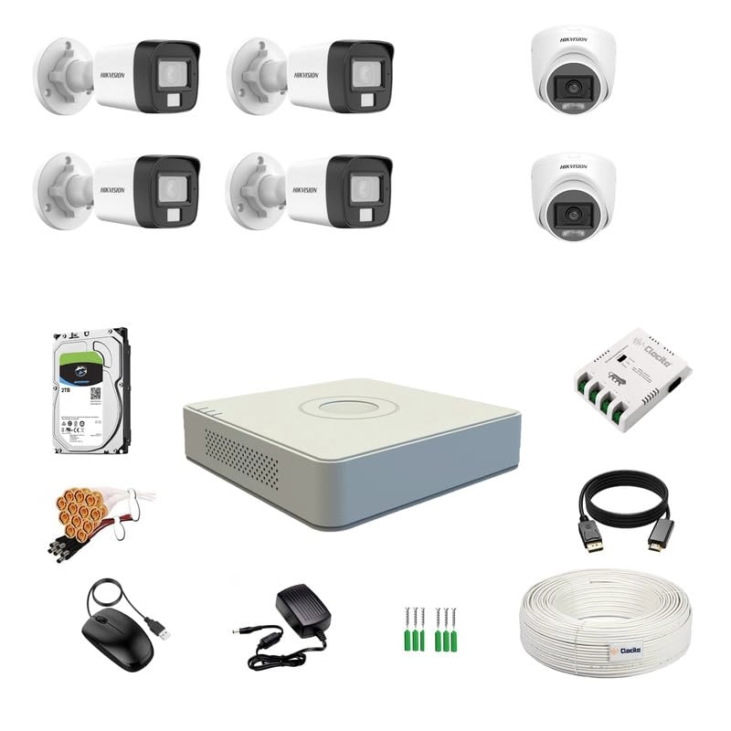 3K/5MP 8CH DVR + 3K/5MP Dual Light Dome Camera + Bullet Camera + 2TB Hard Disk + 8Ch SMPS + CCTV Coaxial Cable