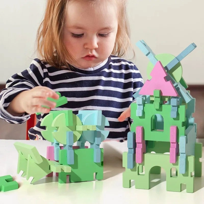 Wooden Building Blocks Set - 74 pcs