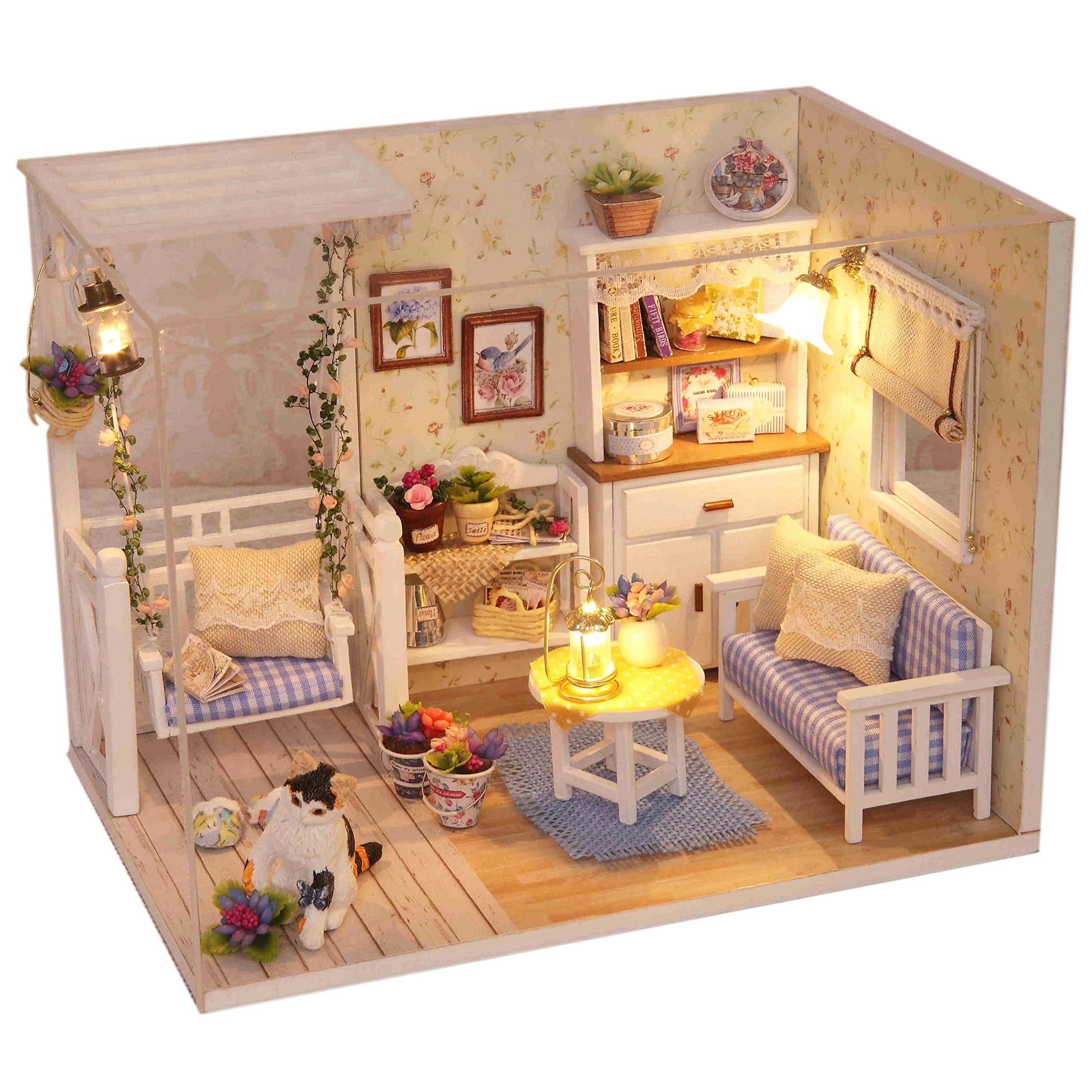 halamodo Miniature Loft Dollhouse Kit - Pink Small Room
