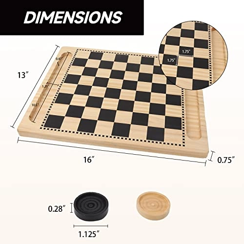 2-in-1 Wooden Checkers Tic-Tac-Toe Board