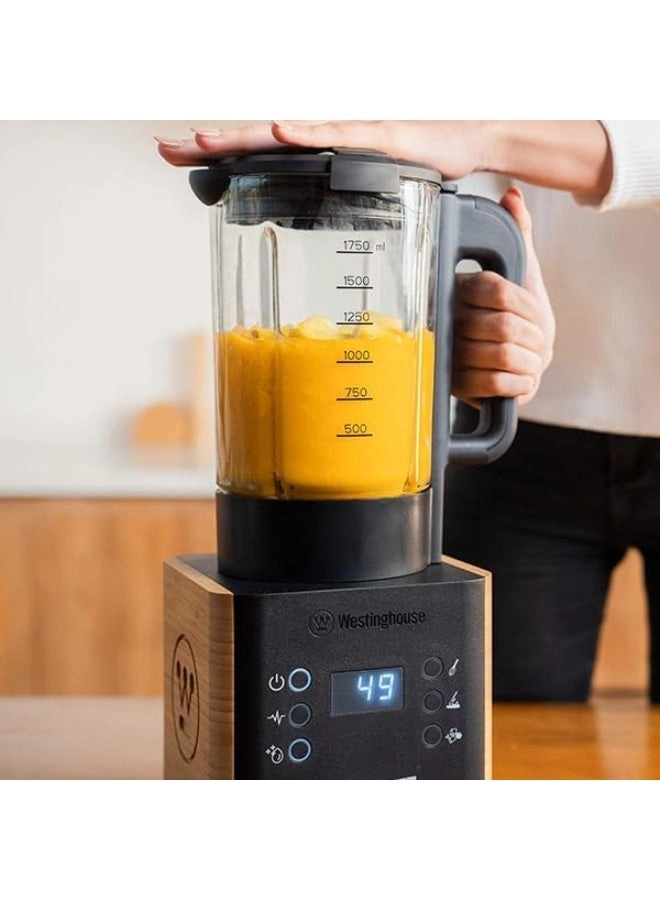 Bamboo Table Blender - Bamboo panel, Adjustable speed, Stainless steel blades