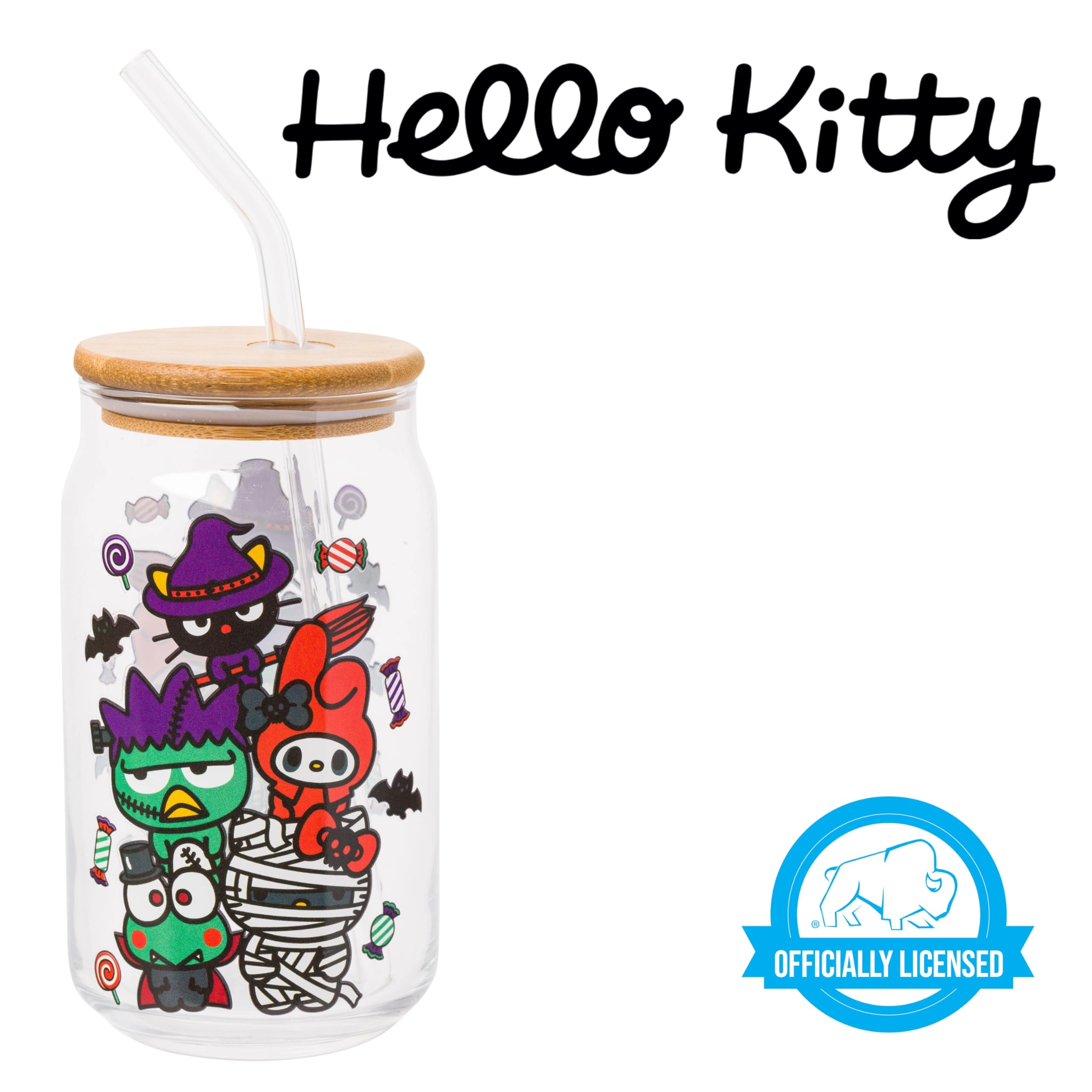 Hello Kitty and Friends Halloween Glass Tumbler - 1 pcs - Bamboo Lid Glass Straw