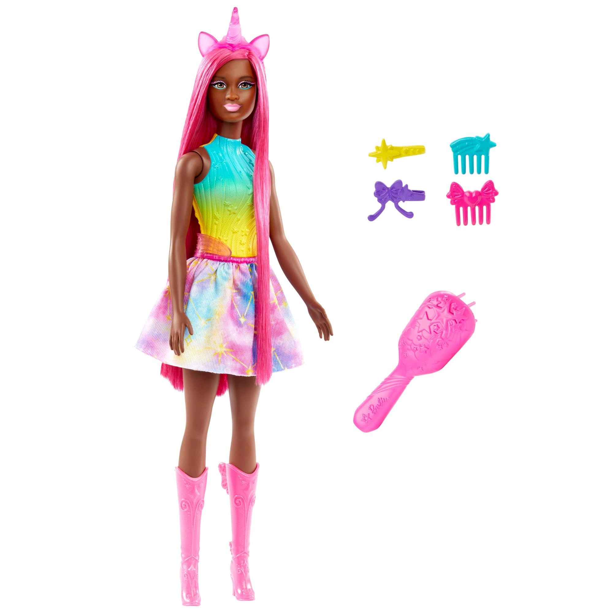 Mattel Barbie Unicorn Doll - 7-Inch-Long Magenta Hair Styling Accessories