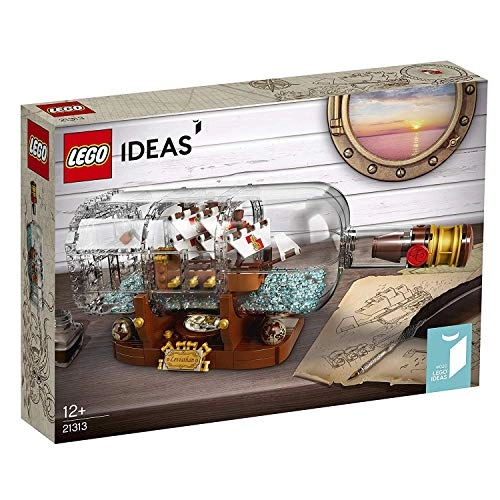 Ideas Ship in Bottle (21313) - Brick-built Bottle and Stand