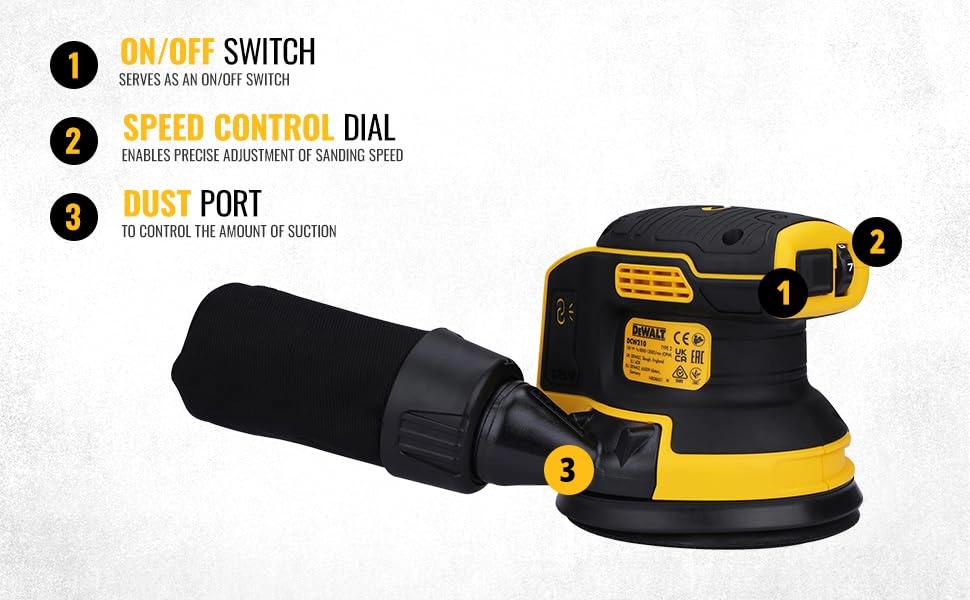 DCW210N-XJ - 18V Li-ion Cordless Brushless Sander 125mm