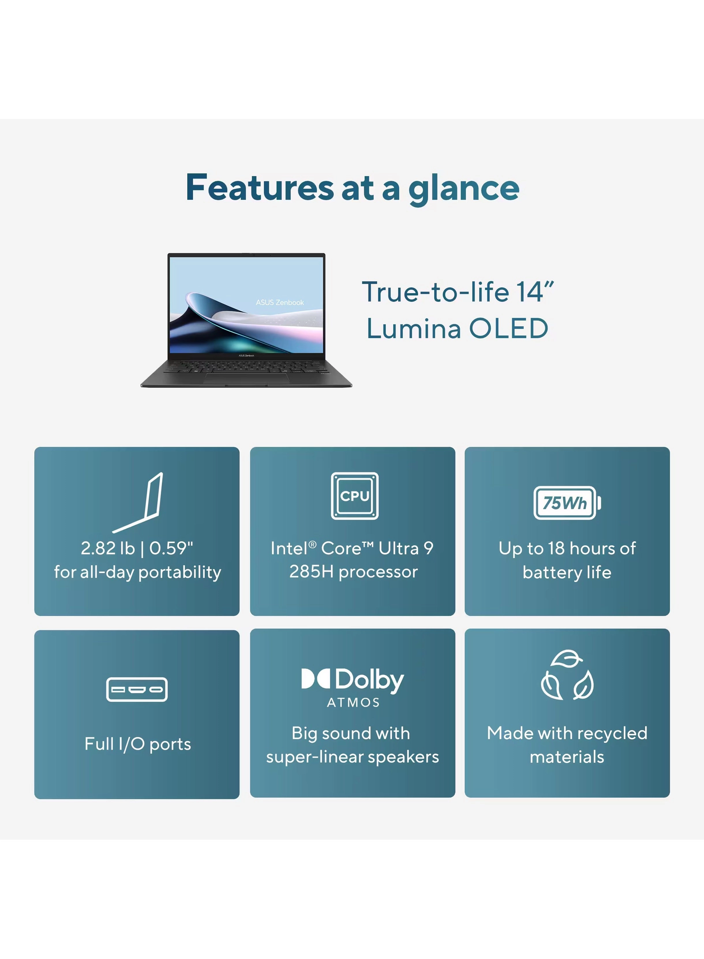 Zenbook 14 UX3405CA-PZ060W - 14'' Core Ultra 9-285H 32GB DDR4 1TB SSD