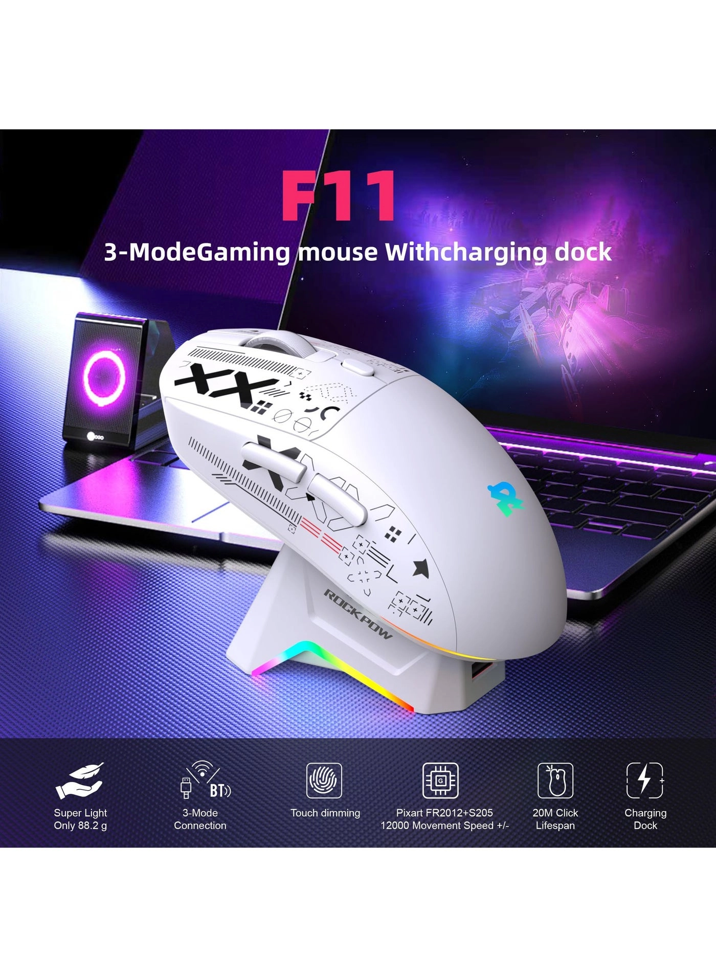 Rock Pow F11 - Tri-mode Bluetooth/2.4Ghz/Wired