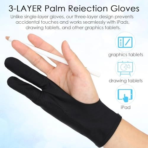 Digital Drawing Glove - 2 Pack 3-Layer Two-Finger