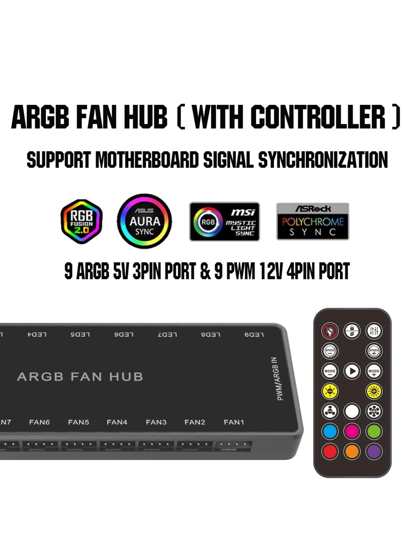 ARGB Fan HUB Controller - 9 fans