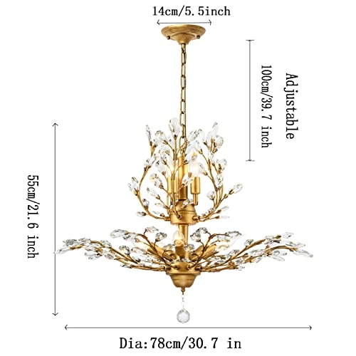 Crystal Chandelier - 8 Lights Gold