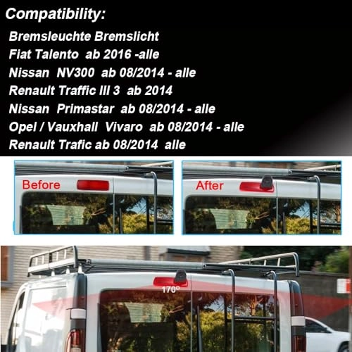 Brake Light Camera - Night vision 628 x 586 pixels + TFT LCD monitor - 7 Inches