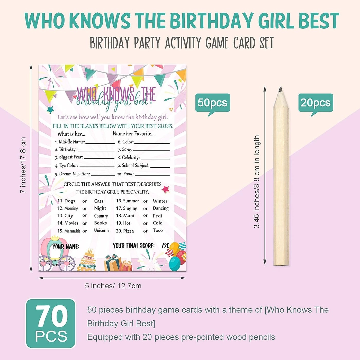 Who Knows The Birthday Girl Best - 50 pieces 20 pieces
