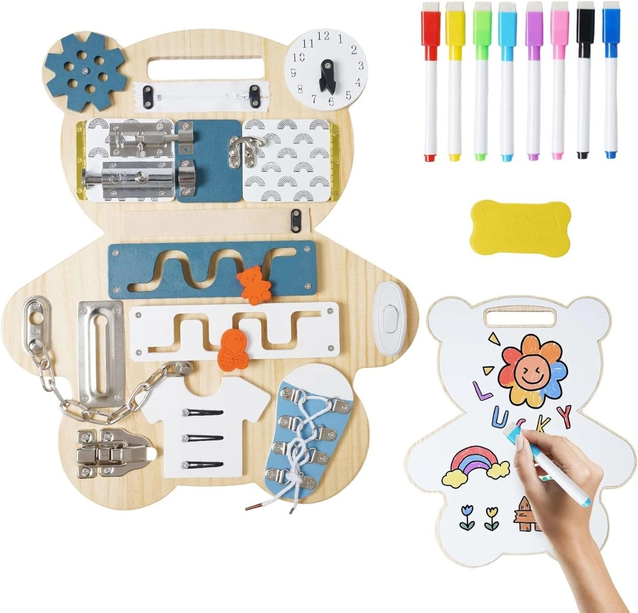 14 In 1 Wooden Busy Board - 3 +