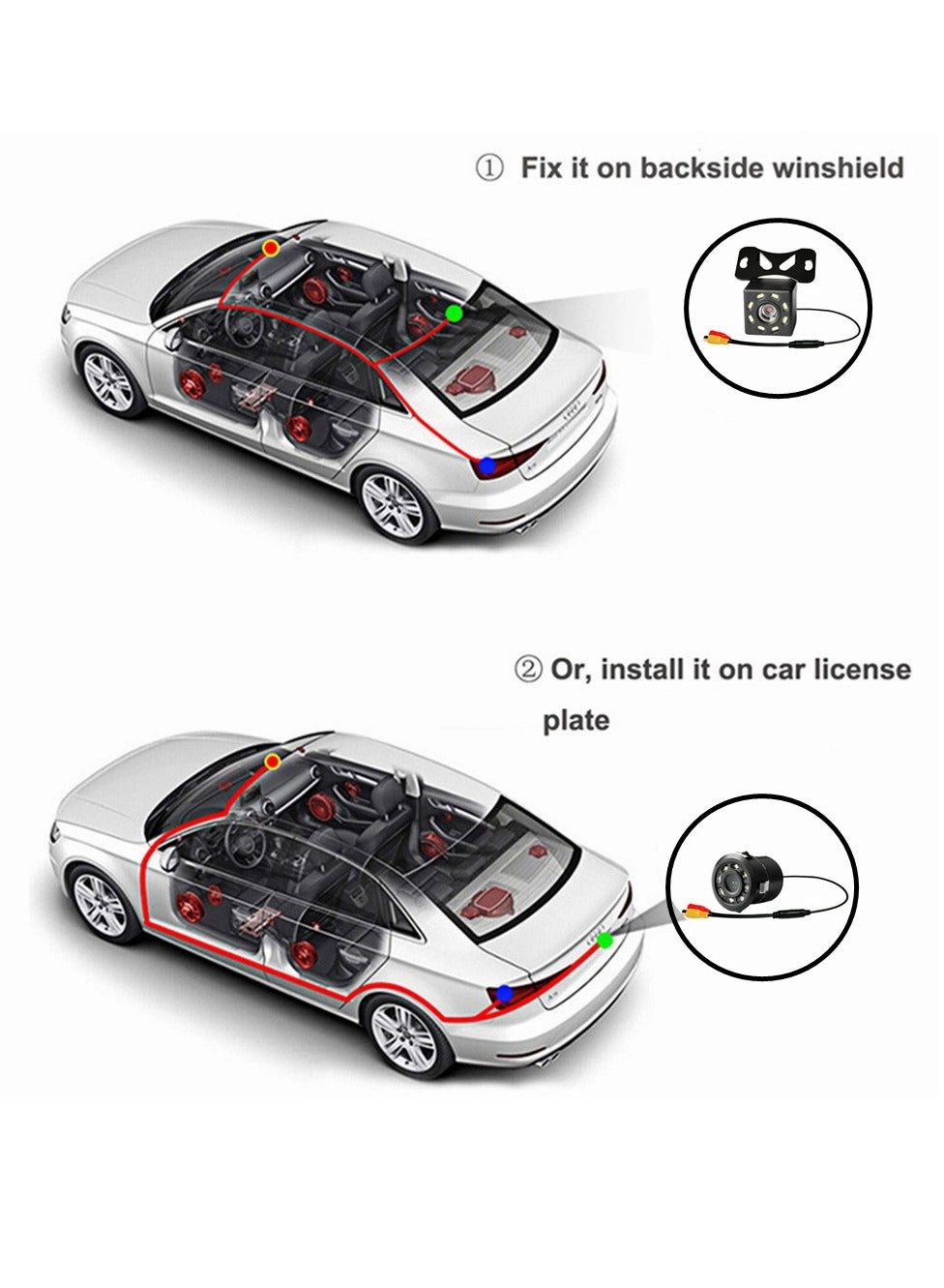HD reversing camera with light - night vision 720*480 pixels