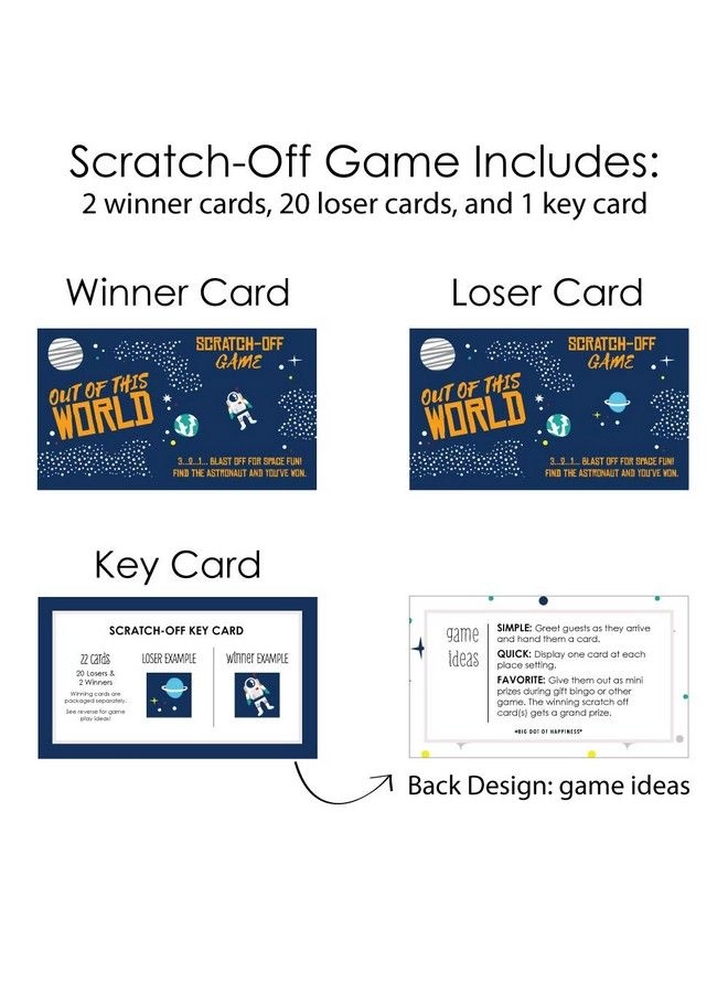 Blast Off To Outer Space Rocket Ship Scratch Off Cards - 22 Count
