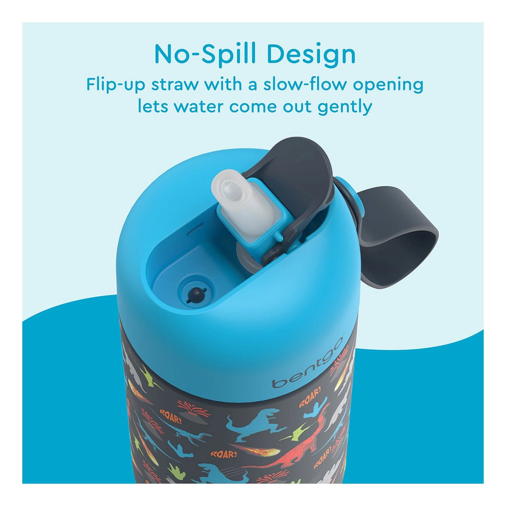 Dinosaur Water Bottle - Leak-proof lid 413 ml