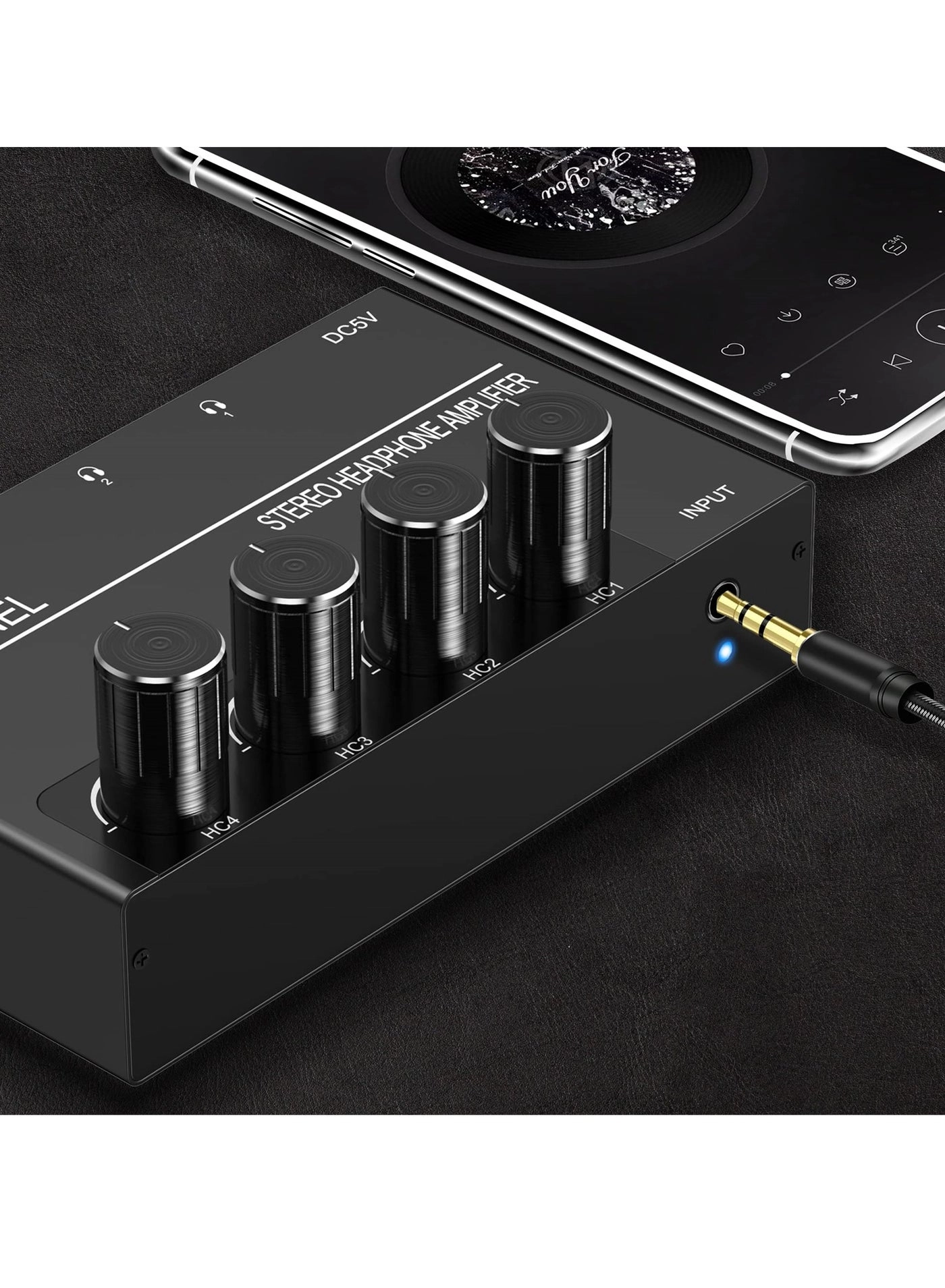 4-Channel Headphone Amplifier - 3.5mm 4 Outputs