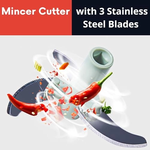 Manual Food Chopper - 500 Millimeters 3 Stainless Steel Blades