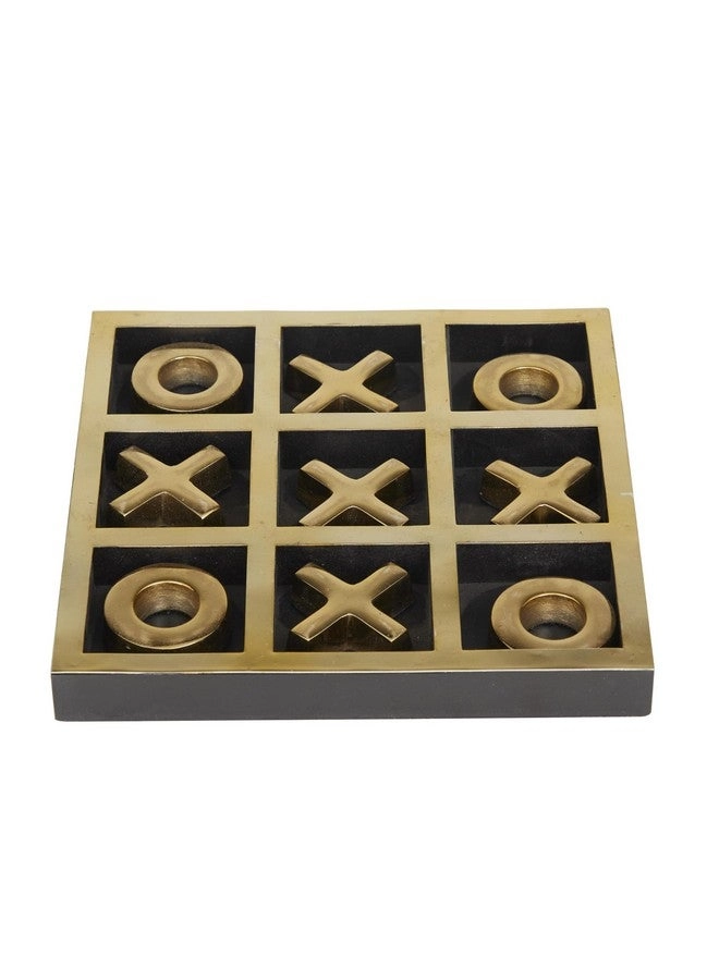 Deco 79 Tic Tac Toe Game Set - Aluminum Gold Inlay