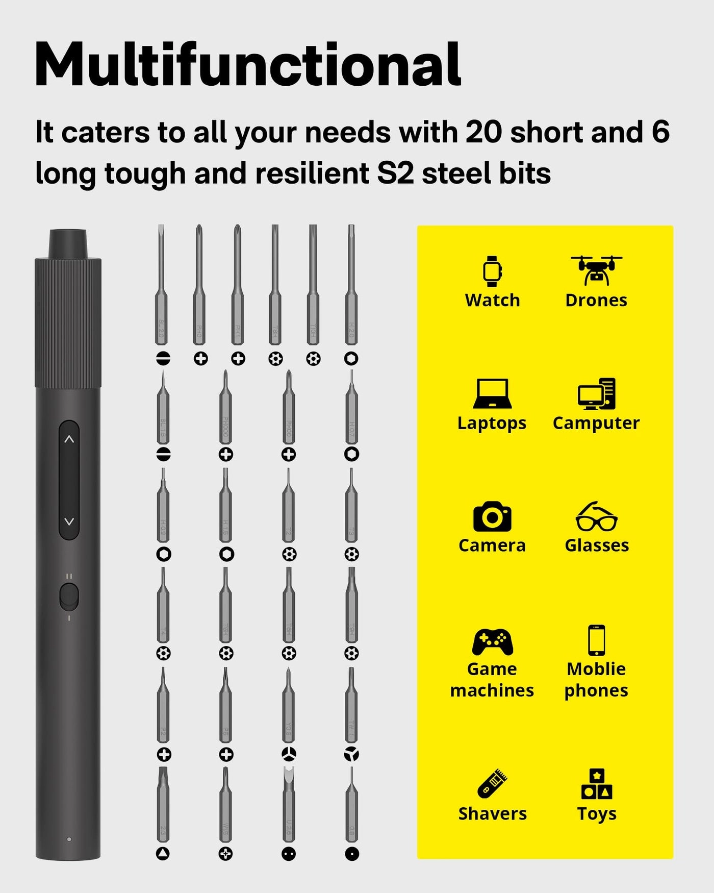 Electric Precision Screwdriver Kit - 25 Precision Bits Rechargeable