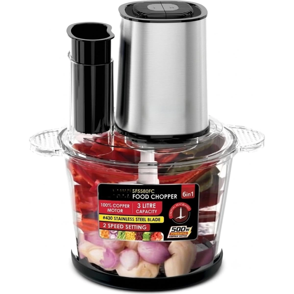 Generic 6-in-1 Multifunction Food Chopper - 3L 500W