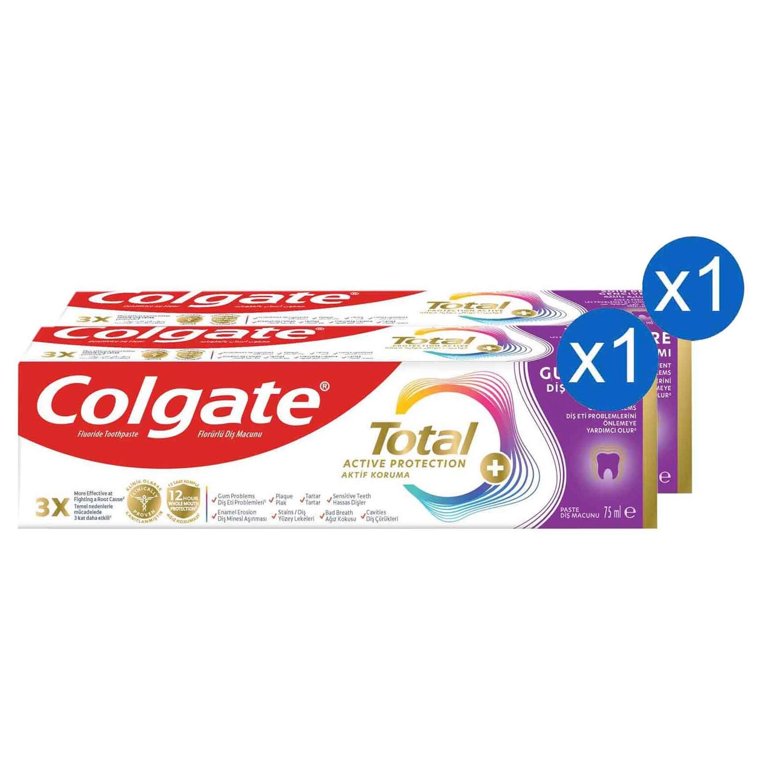 Colgate Total Active Protection Pro Gum Health Refreshing Toothpaste 75ml x2