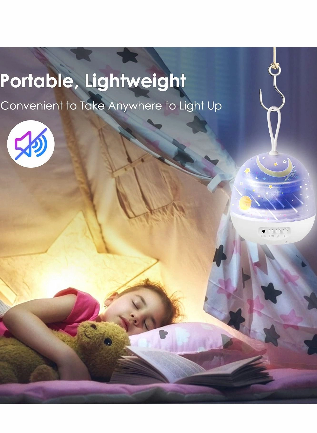 Night Light Projector - 4 x AAA batteries USB cable White