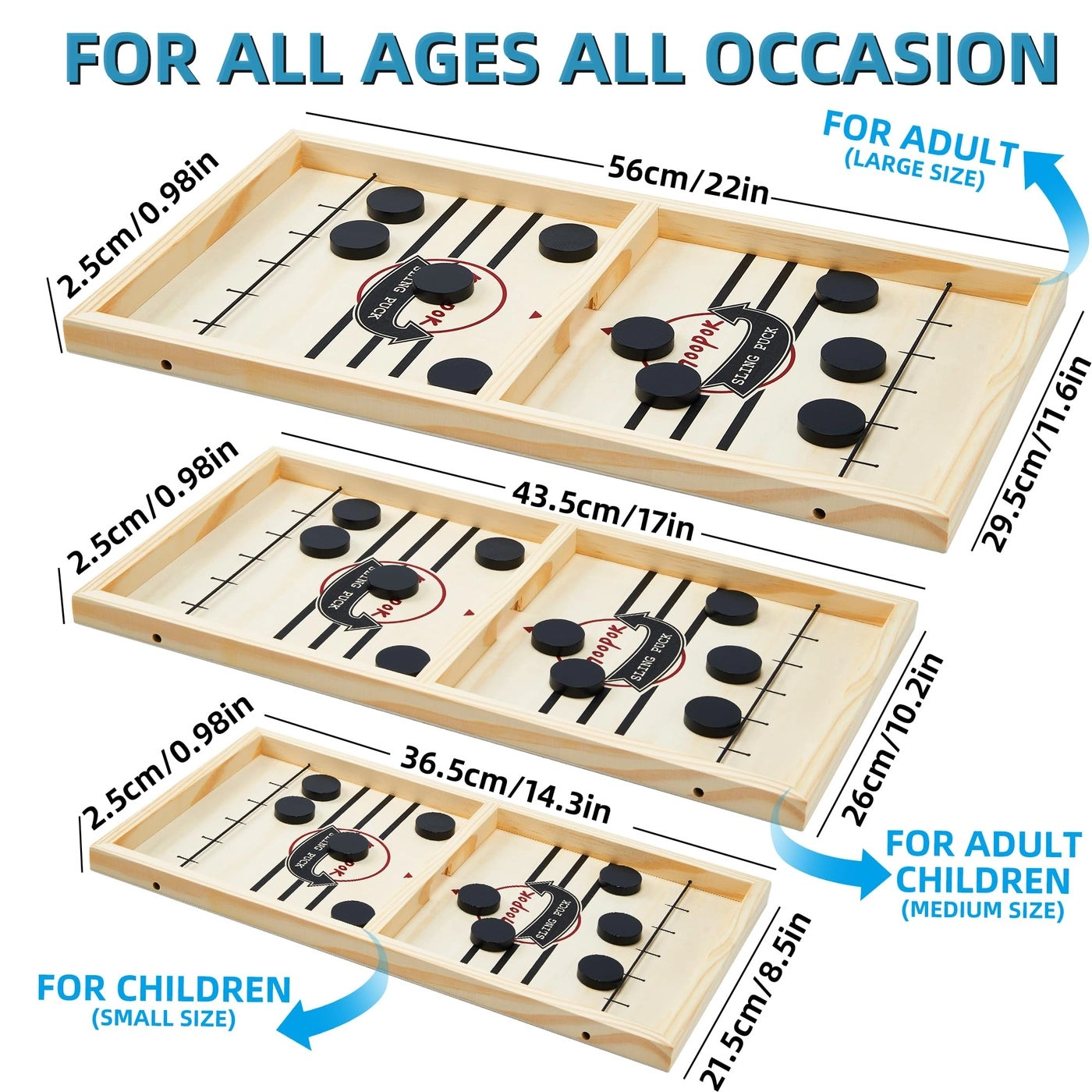Fast Sling Puck Game - 2 in1 Chess Board Wooden Air Hockey