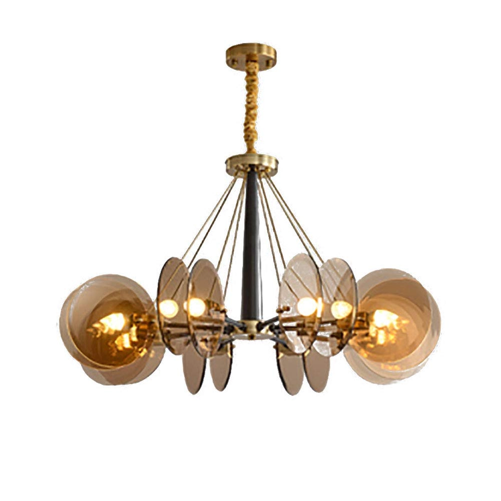 E14 Nordic Post-modern Creative Glass Chandelier - 8 head Soot cover