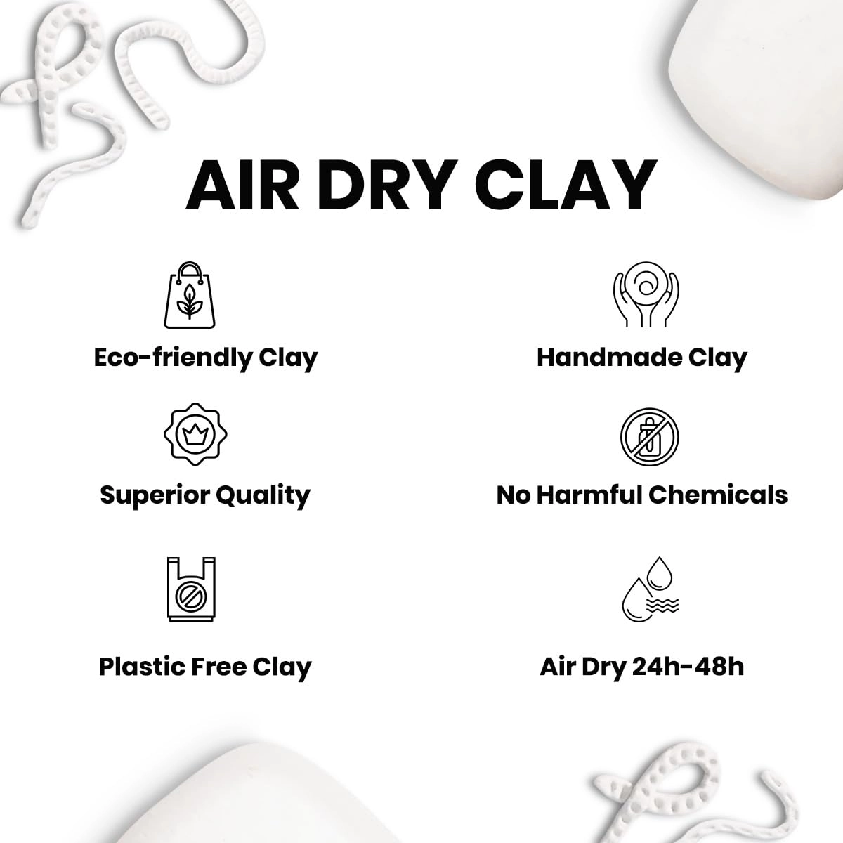 Premium Air Dry Clay - 225gm 2pcs.