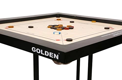 Golden Carrom Board - 12mm Champion with Coins Striker & Cover