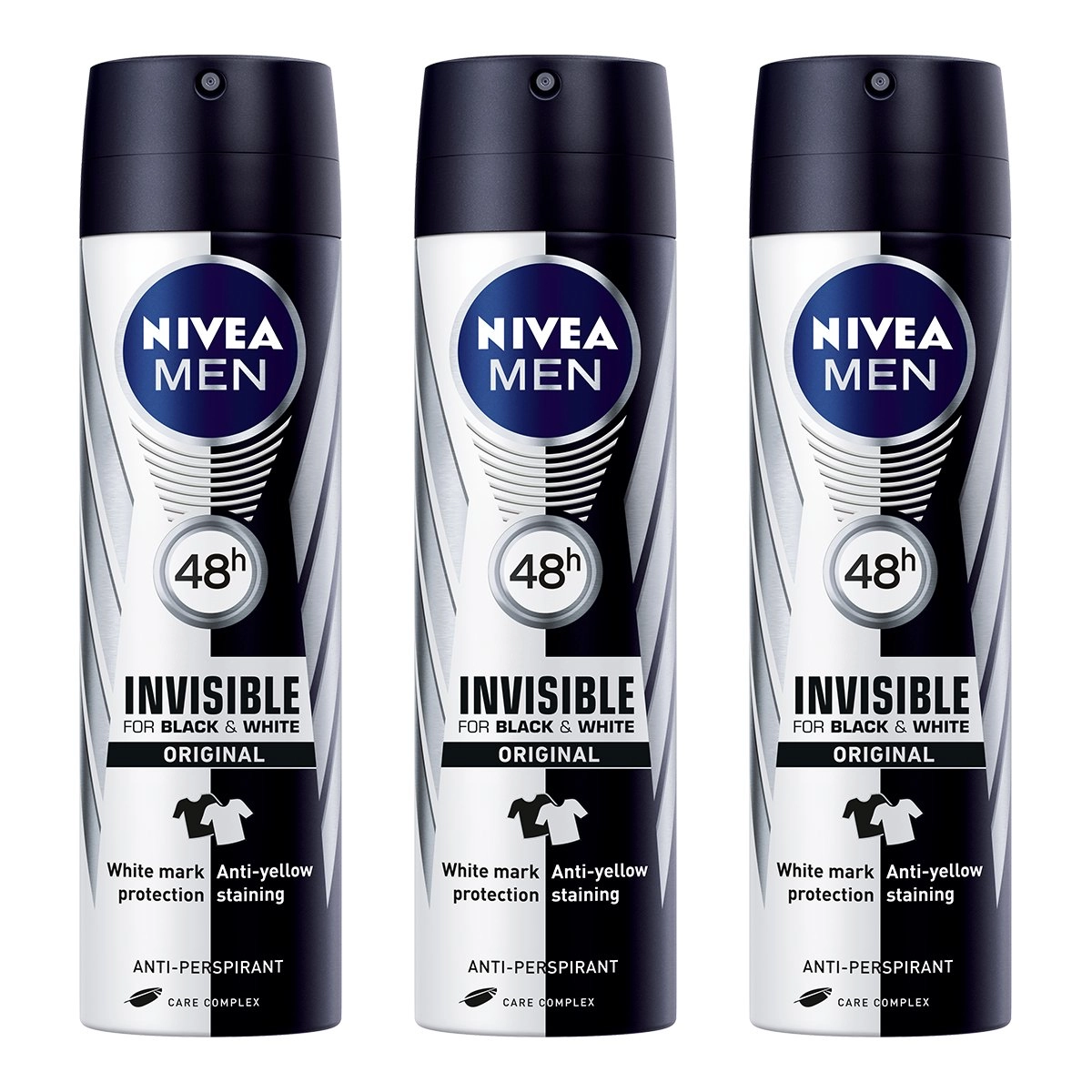 Black And White Invisible Original Antiperspirant - 150ml x 3