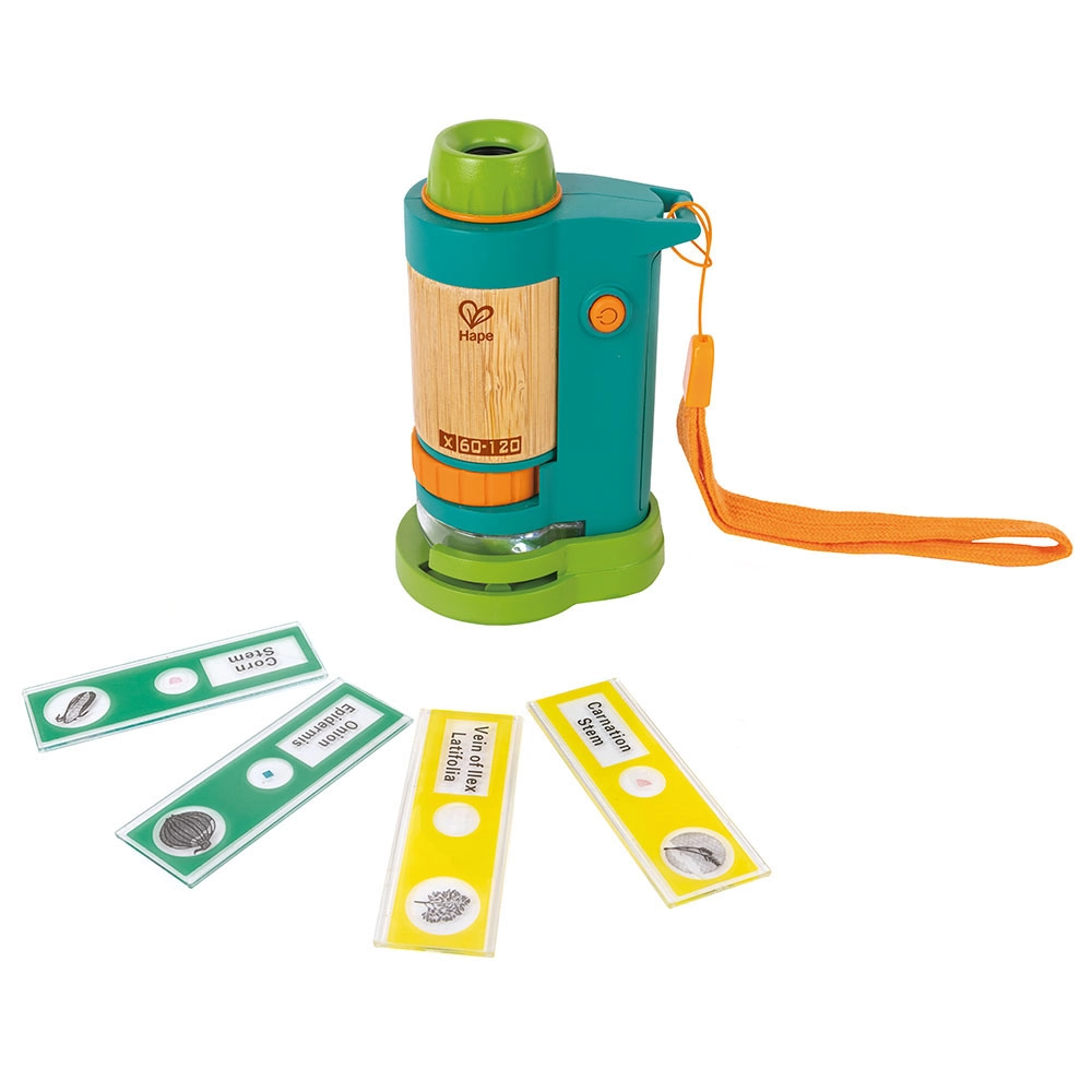 Hape Nature Fun Bamboo Field Microscope Science Biology - 8 years+ 6 pieces