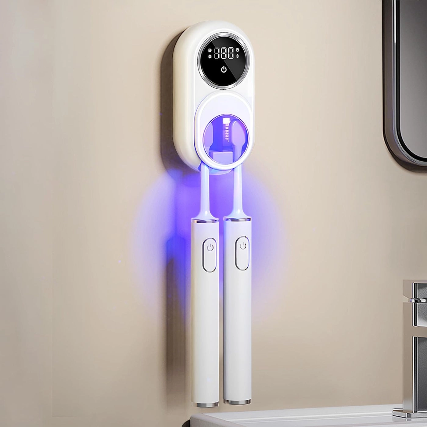 Wekity Wall Mounted Toothbrush Holder - 2 Toothbrush Slots