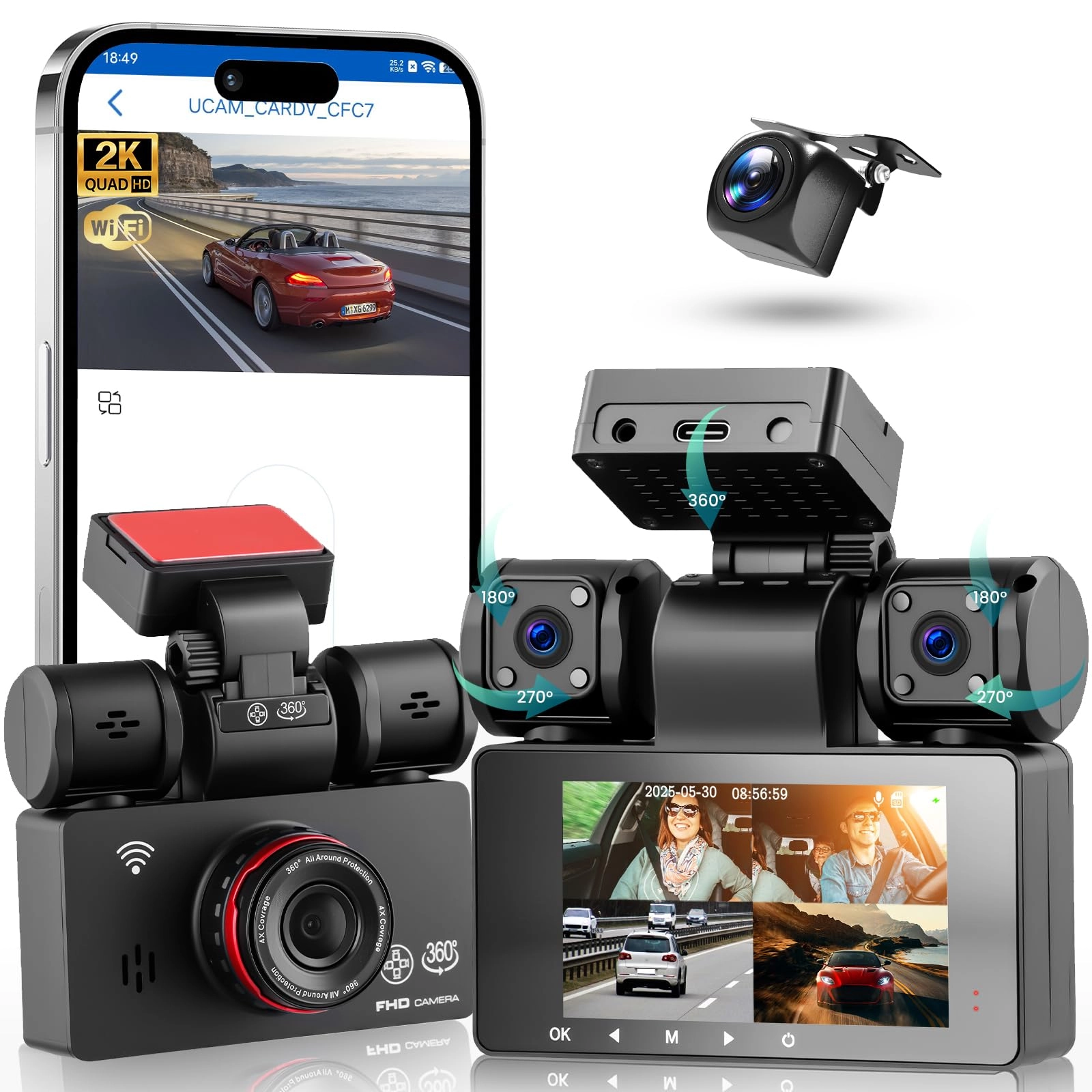 Car Dashcam - 2K 3x1080P