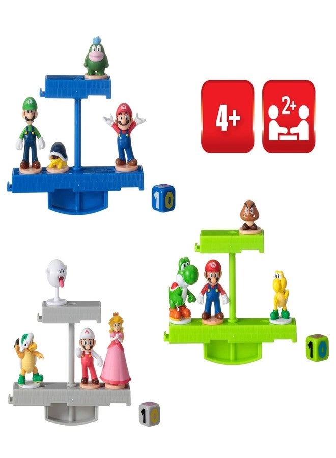 Super Mario Balancing Game - 3 Tabletop Action Games + Super Mario Action Figures - 12 Collectible