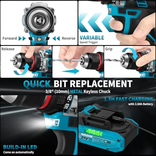 Cordless Drill Tool Set - 2.0Ah 21V