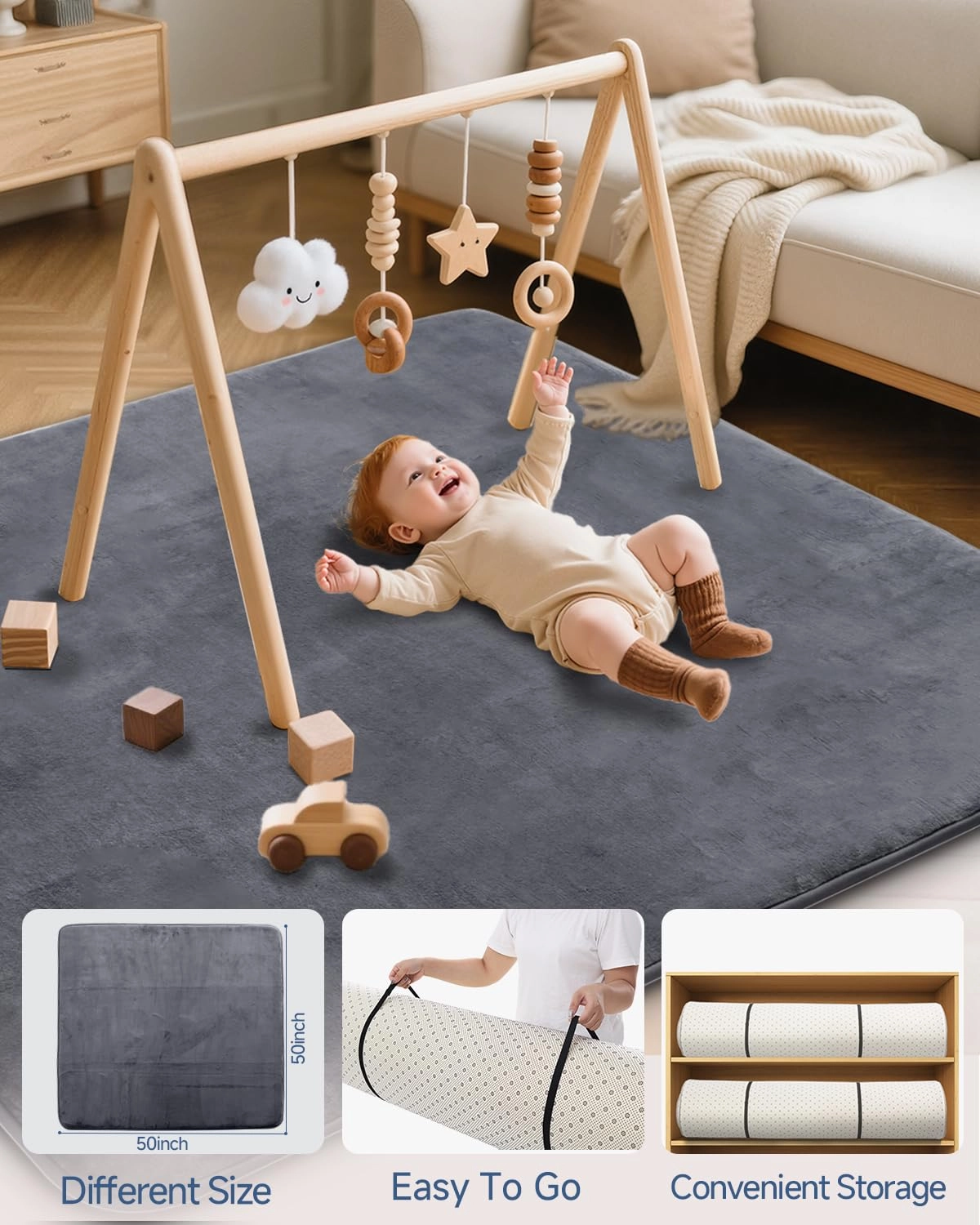 Baby Play Mat - 50x50 Green