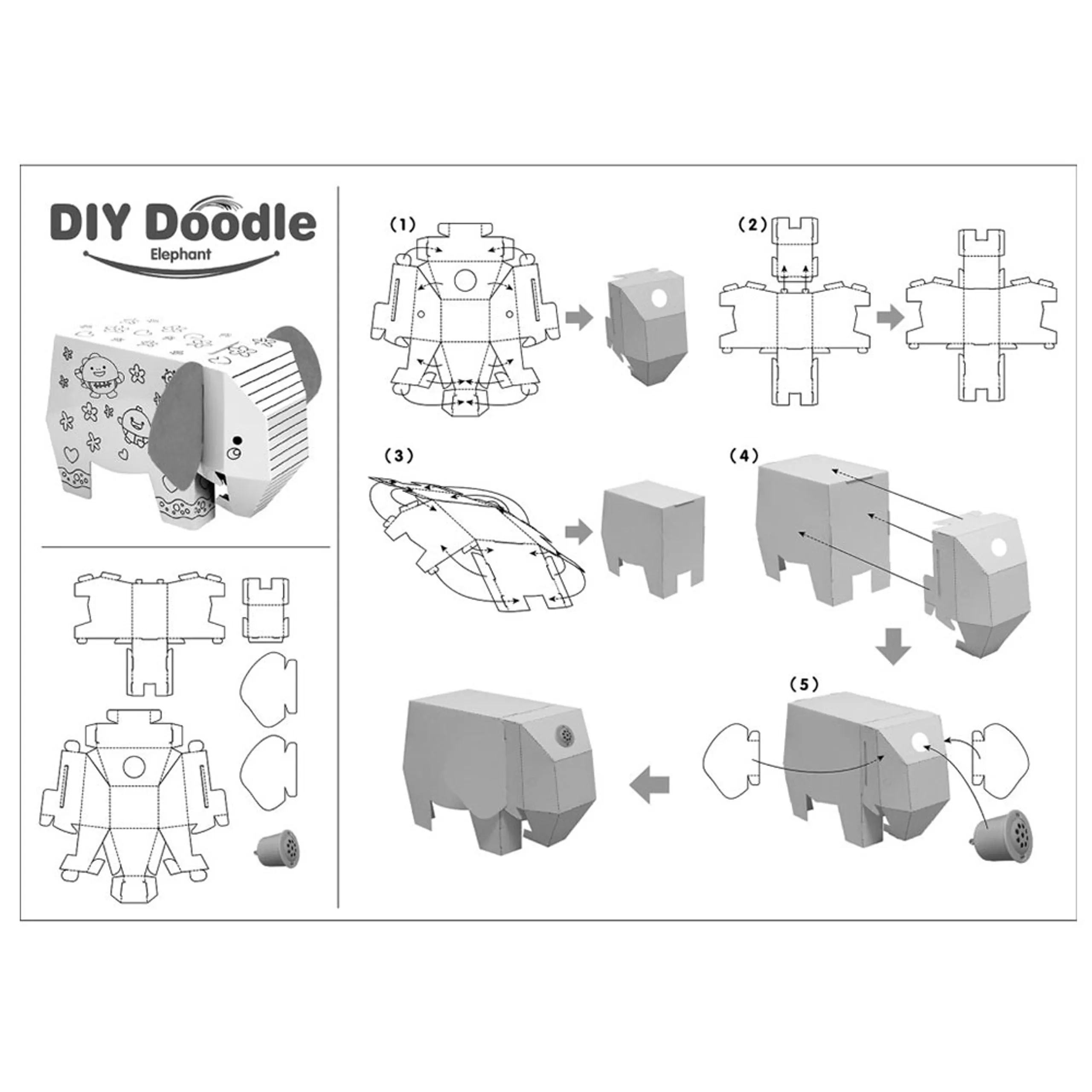 Doodle Coloring Elephant - 3+ years